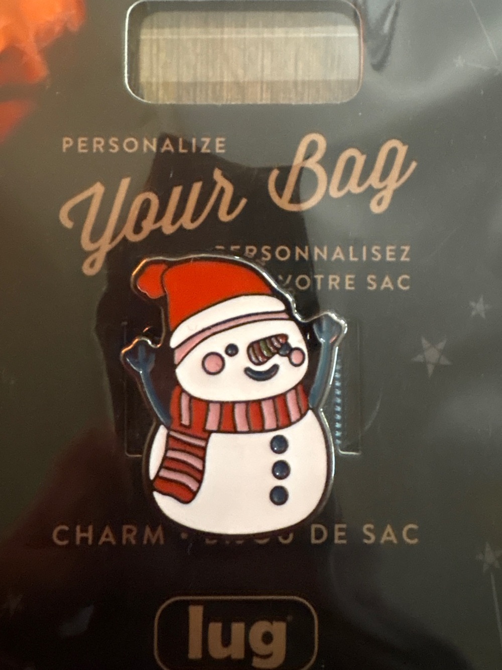 Lug Bag Charm. Snowman. NWT